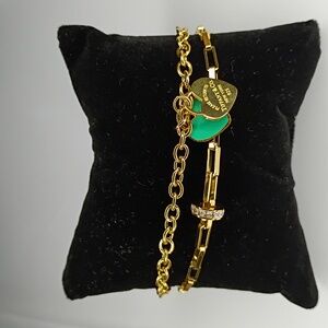 New Gold and Heart Charm Two Strand  Bracelet #49